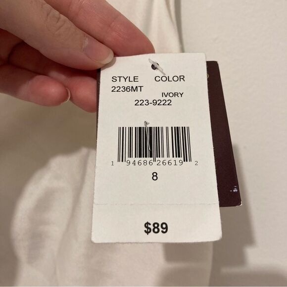 Melonie T Ivory Dress Women’s Size 8 Cowl Neck Flowy Silky Elegant NWT - Picture 8 of 15